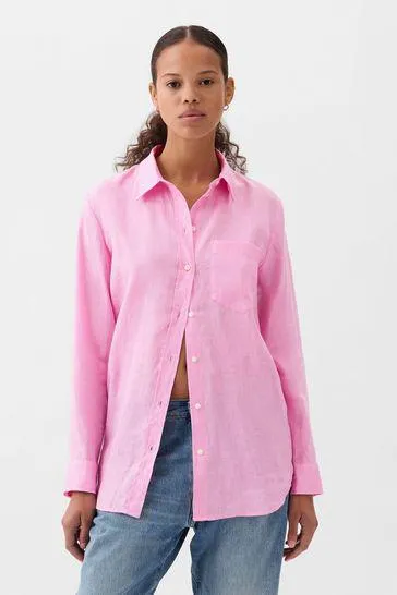 Linen Long Sleeve Oversized Shirt