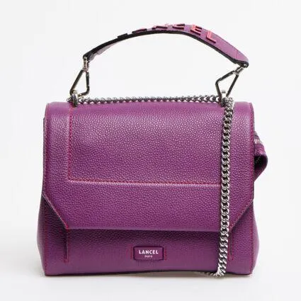 Purple Leather Flap Cross Body Bag