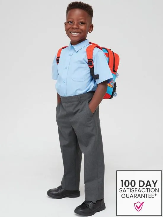 Boys 2 Pack Pull On School Trousers - Grey