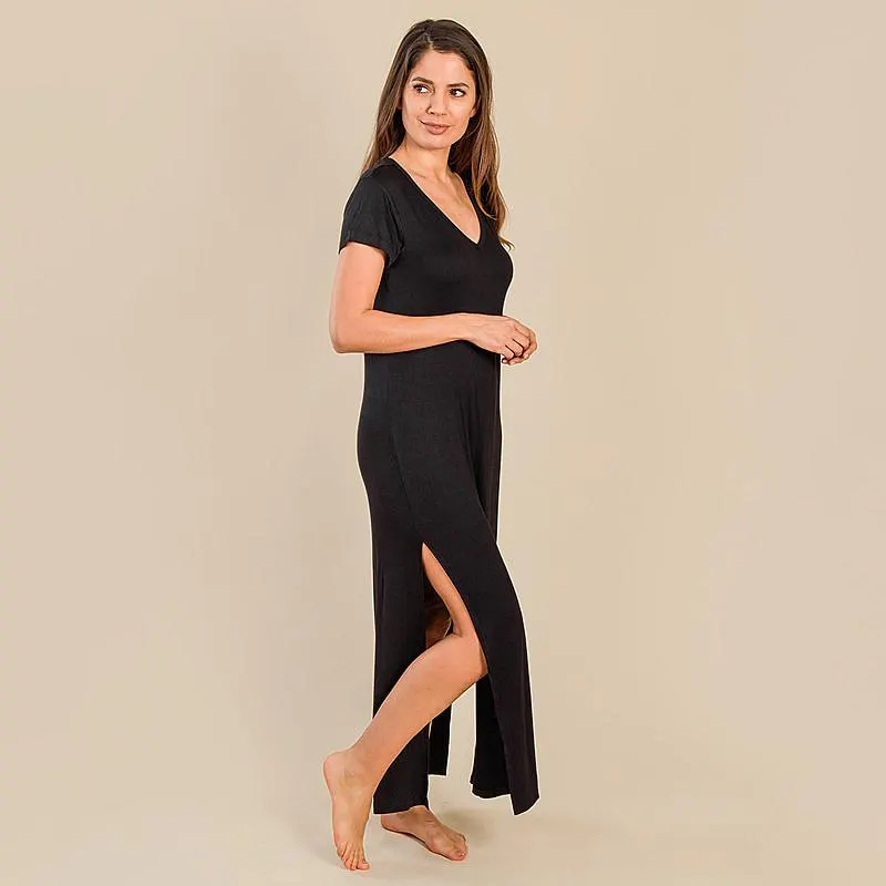 TAMSY Long Nightdress for Women - Black