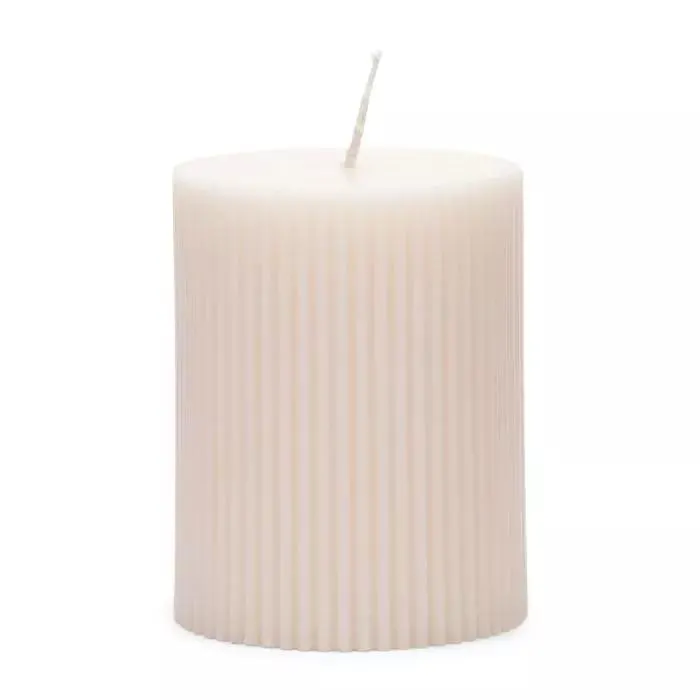 Pillar Candle Fine Rib, Whisper White, 7x9