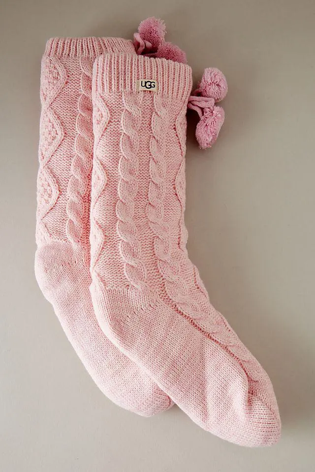 UGG Pom Fleece Cable Knit Socks