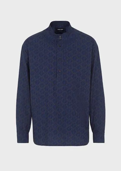 Cotton polo shirt with all-over logo print