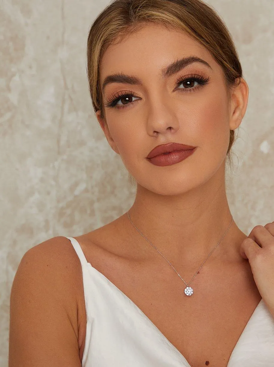 Diamante Necklace in Silver Tone