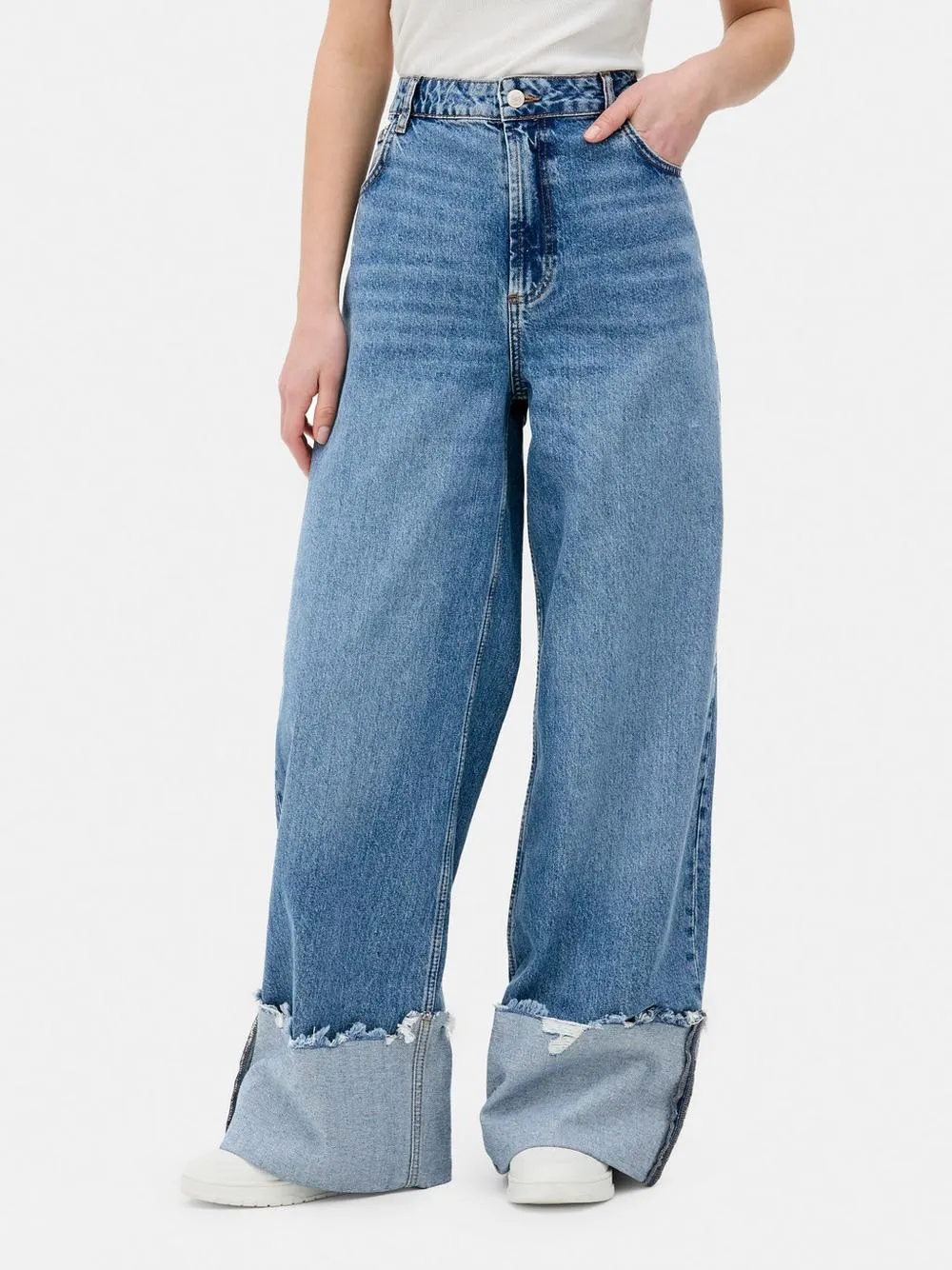 Turn-up Wide Leg Jeans