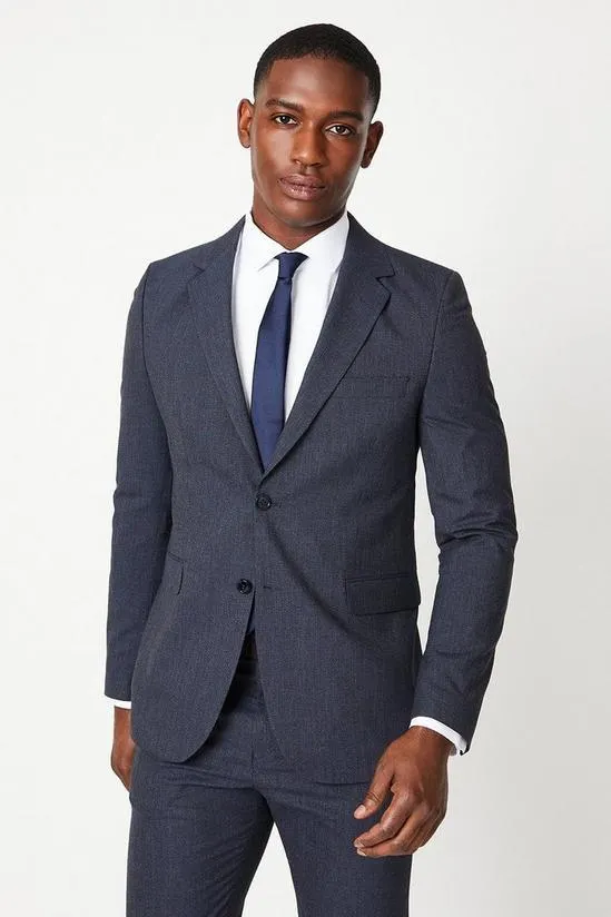 Slim Navy Puppytooth Suit Jacket
