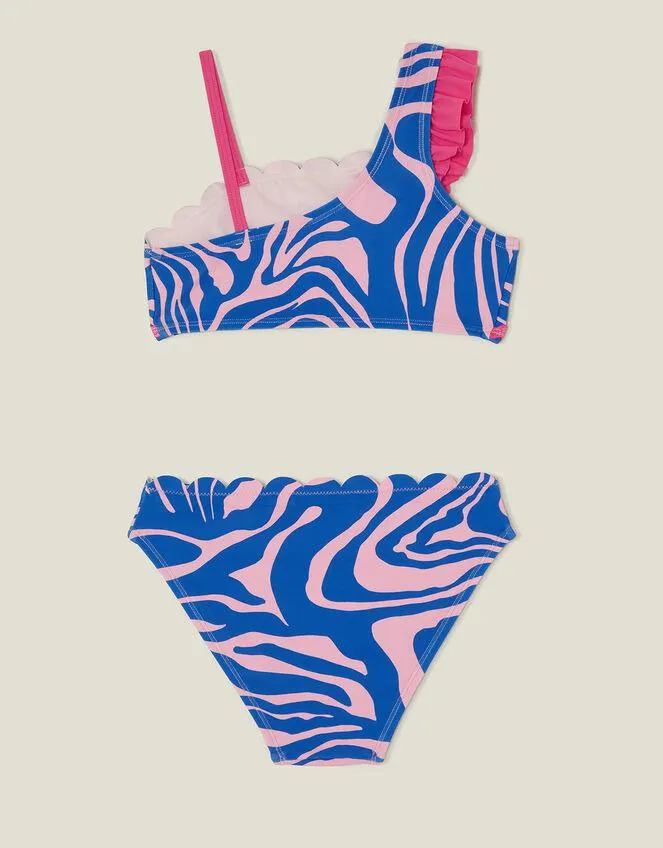 Girls Animal Print Bikini Set Blue
