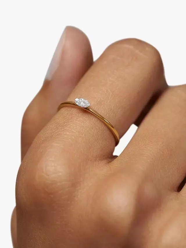 Monica Vinader Marquise 14ct Yellow Gold Diamond Stacking Ring, Gold