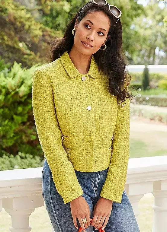 Kaleidoscope Crop Boucle Blazer