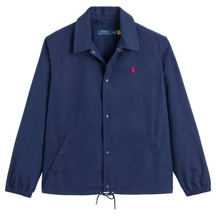 Cotton Mid-Length Jacket with V-Neck, Mid-Season