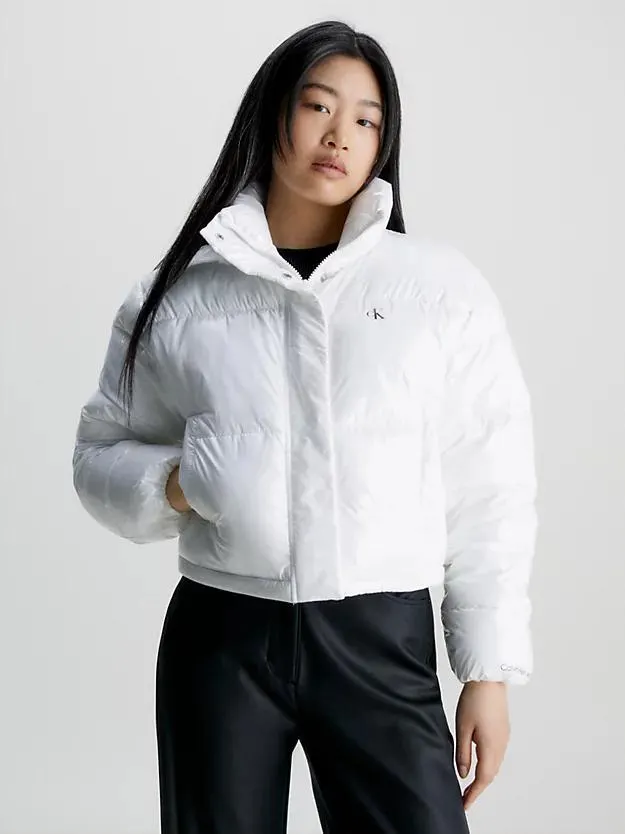 Cropped High Shine Puffer Jacket