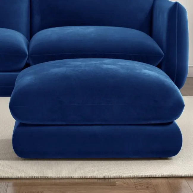 Navy Blue Velvet Footstool - Bodi