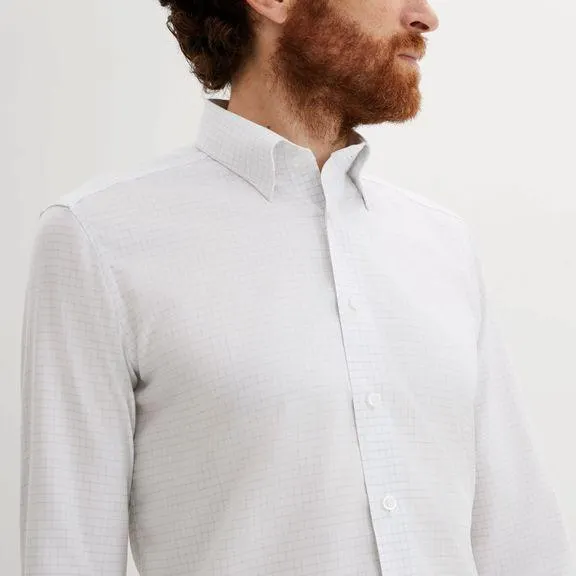 White checkered non-iron business shirt