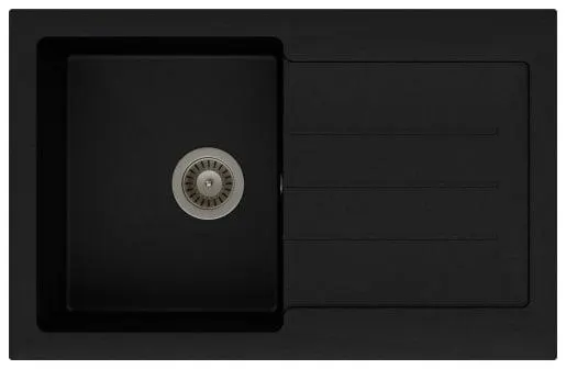 Abode Xcite 1 Bowl Granite Composite Kitchen Sink - Metallic Black