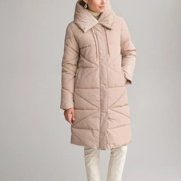 Mid-Length Padded Jacket with Integral Hood