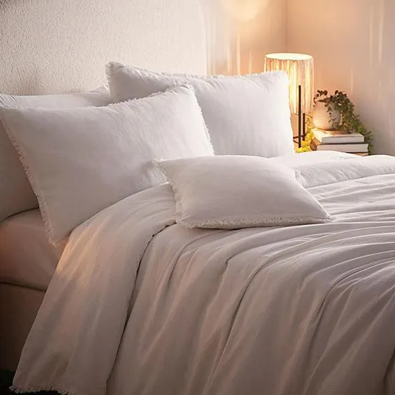 Kaleidoscope White Freya Linen Cotton Duvet Cover Set
