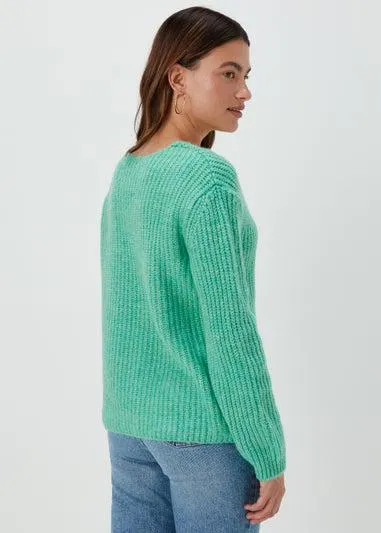 Green V-Neck Jumper - Small