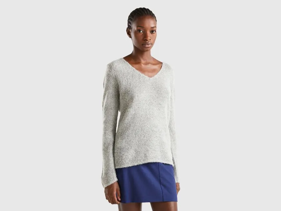 Regular fit mohair blend sweater