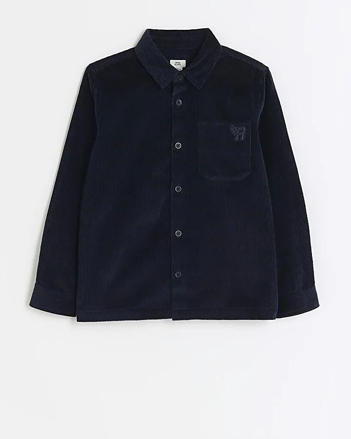 Boys navy corduroy long sleeve overshirt