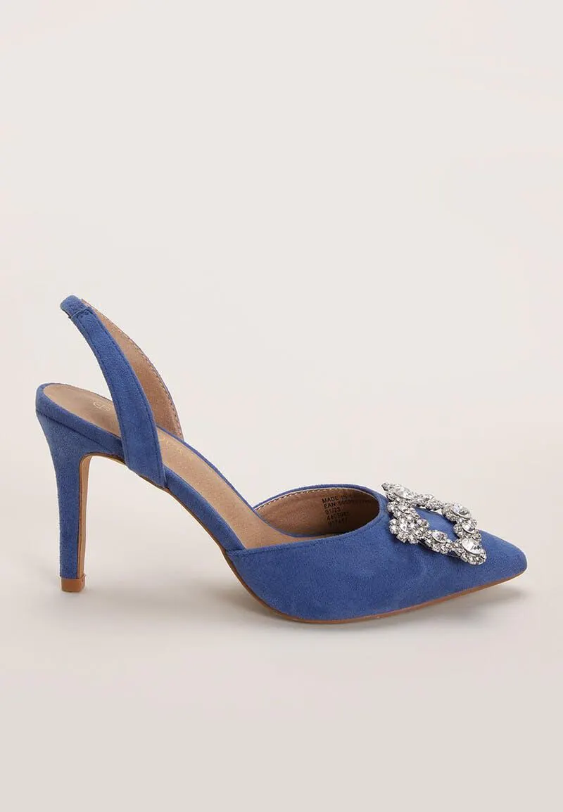 Womens Blue Embellished Court Shoes