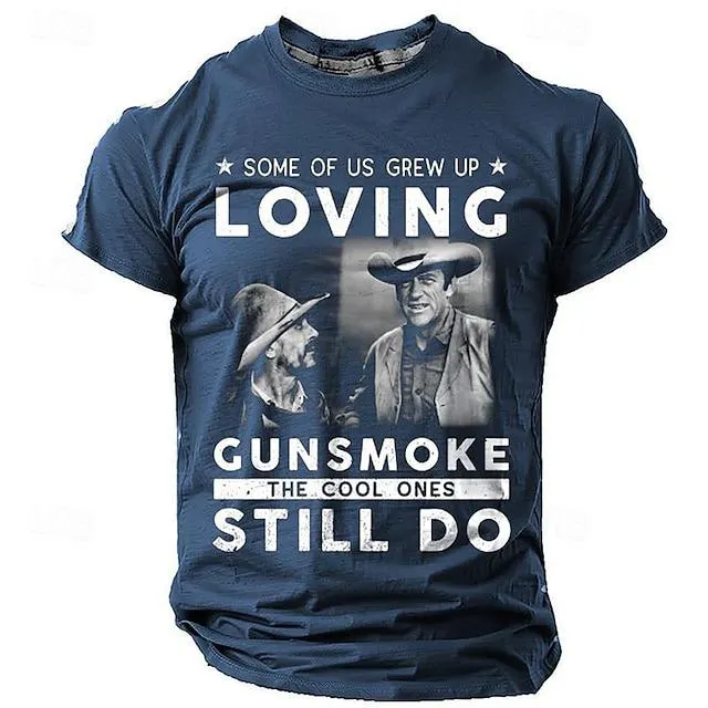 Loving Gunsmoke Still Do Vintage Street Style Men's 3D Print T shirt Tee Sports Outdoor Holiday Going out T shirt Black Army Green Dark Blue Short Sleeve Crew Neck Shirt Spring & Summer