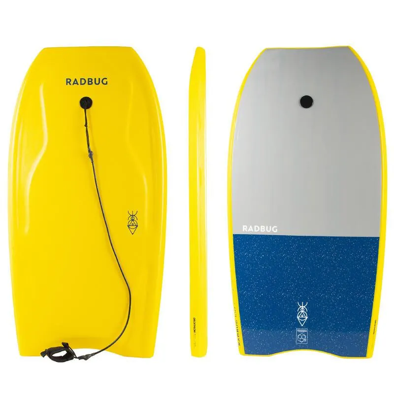 100 bodyboard with wrist leash - Yellow