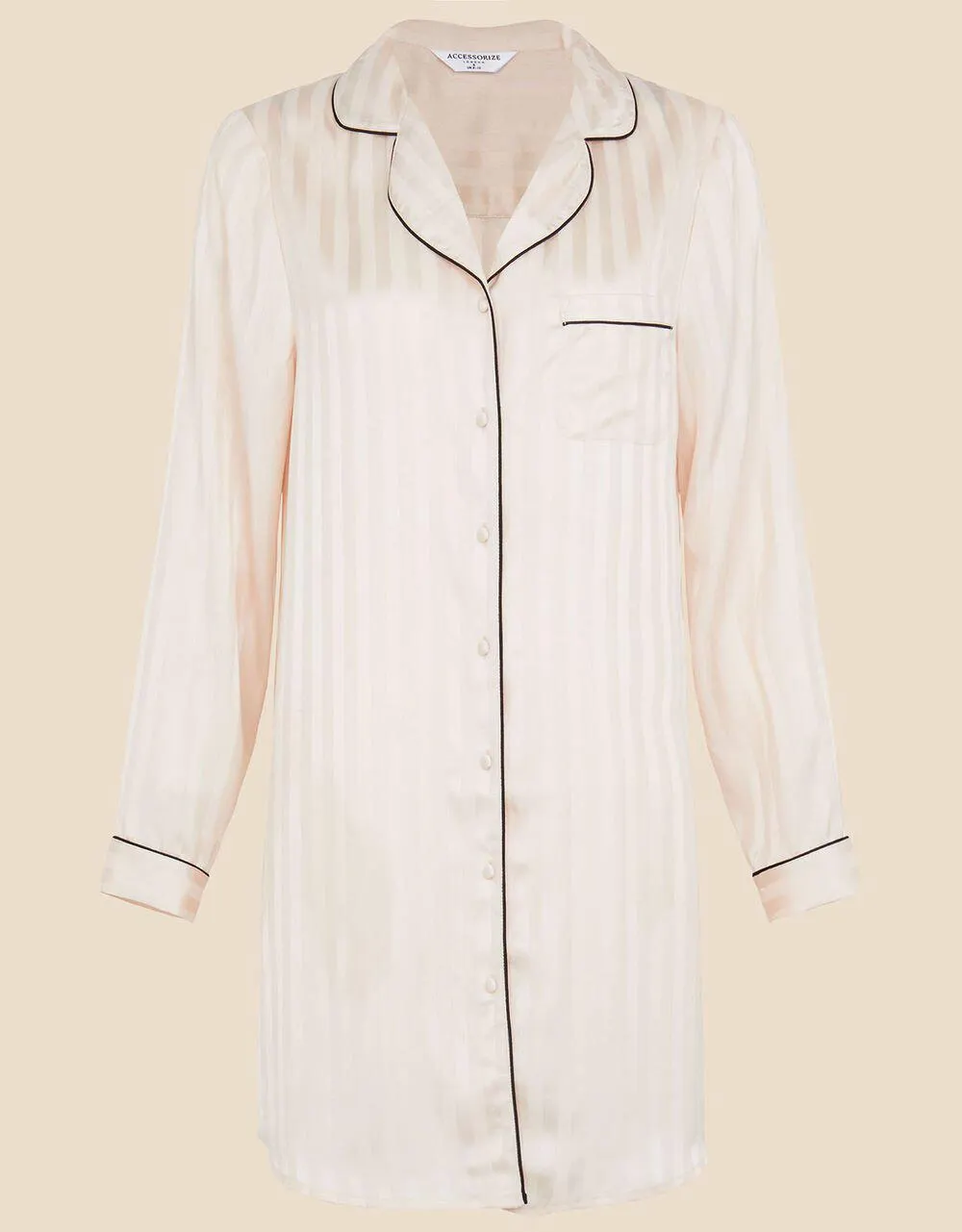 Stripe Jacquard Satin Nightshirt Pink