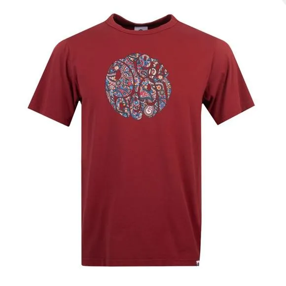 Mens Red Wonderwall Paisley Print Logo T-shirt