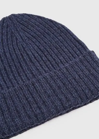 Blue Ribbed Thick Beanie - One Size