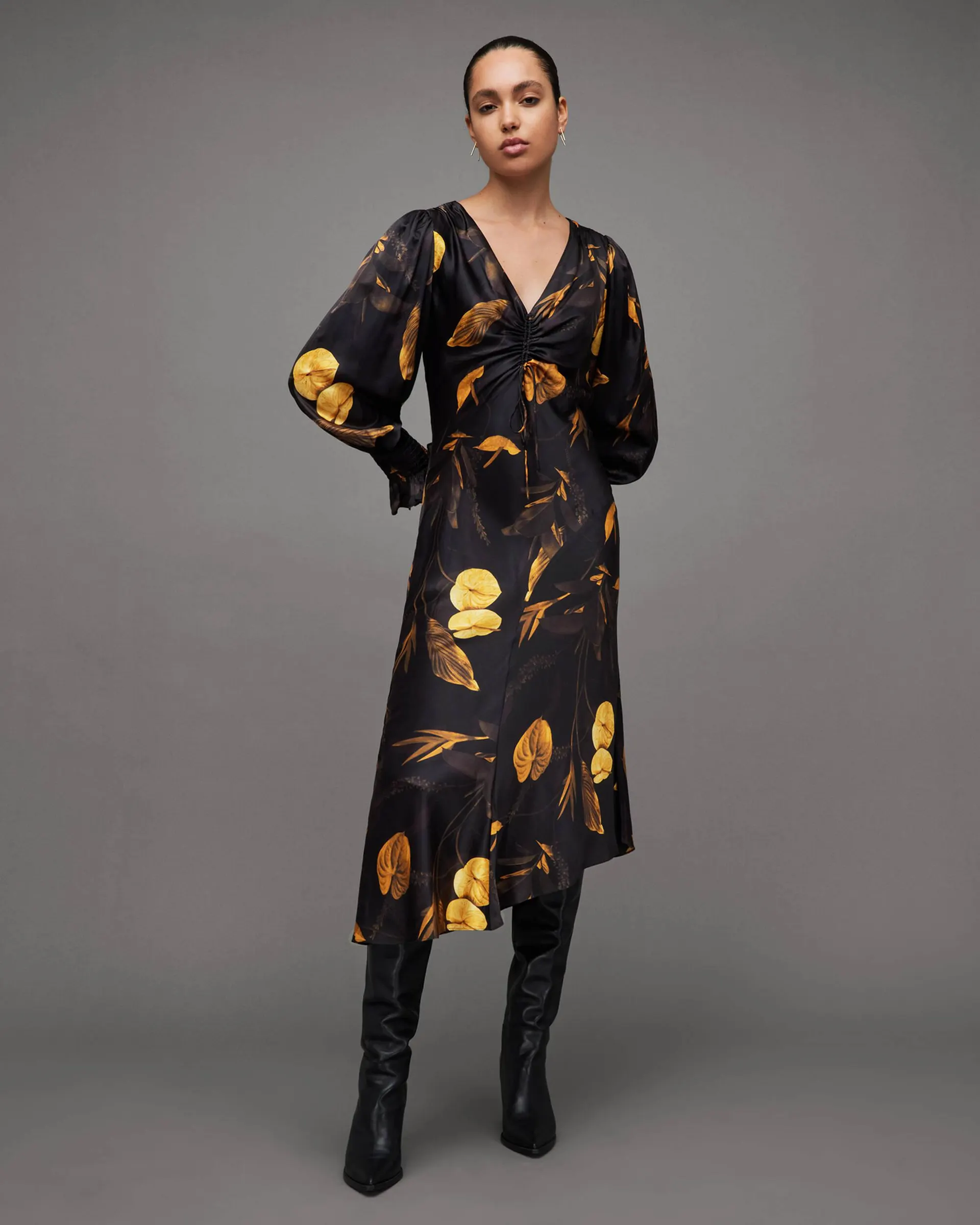 Naomi Silk Blend Aretha Print Midi Dress