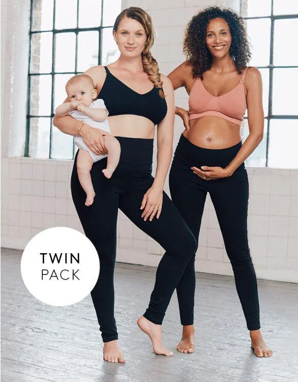 Opaque Cotton Maternity to Postnatal Leggings – Twin Pack
