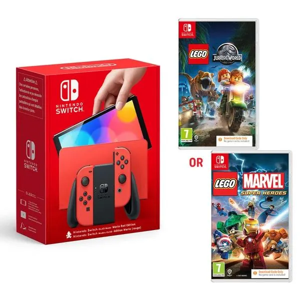 Nintendo Switch OLED Mario Red Edition & Select Code-In-Box Game