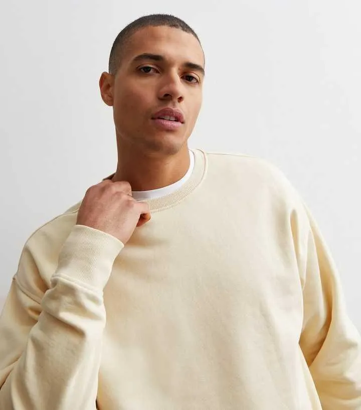 Cream Crew Neck Relaxed Fit Sweatshirt