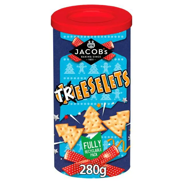 Jacob's Treeselets Original Baked Snacks Christmas Tub 200g