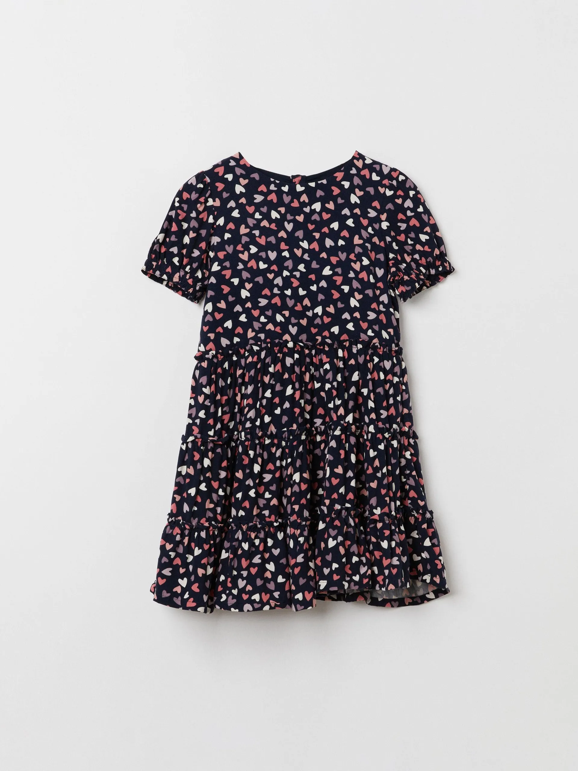 Tiered Heart Print Kids Dress