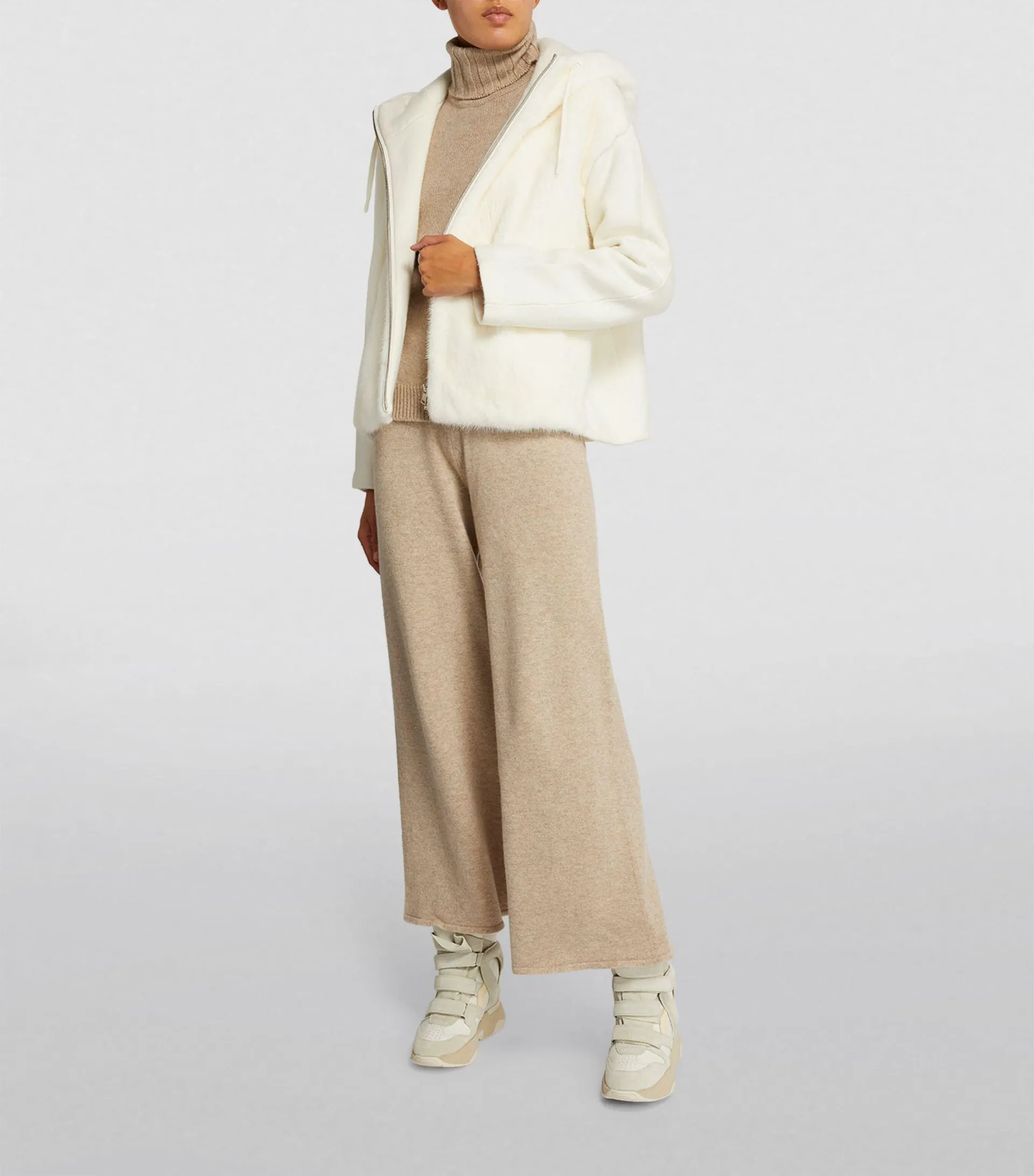 Knit Mink-Fur Hooded Jacket