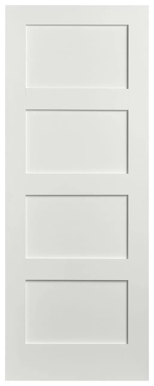 Wickes Marlow 4 Panel Shaker White Primed Solid Core Door - 1981 x 762mm