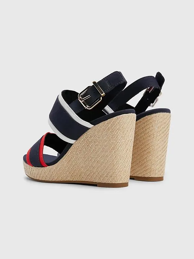 Contrast Strap High Wedge Espadrille Sandals