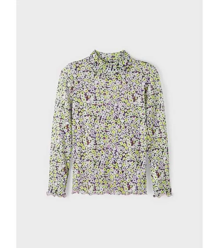 Name It Yellow Floral High Neck Top