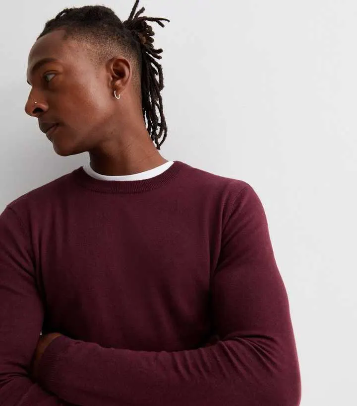 Burgundy Fine Knit Muscle Fit Jumper