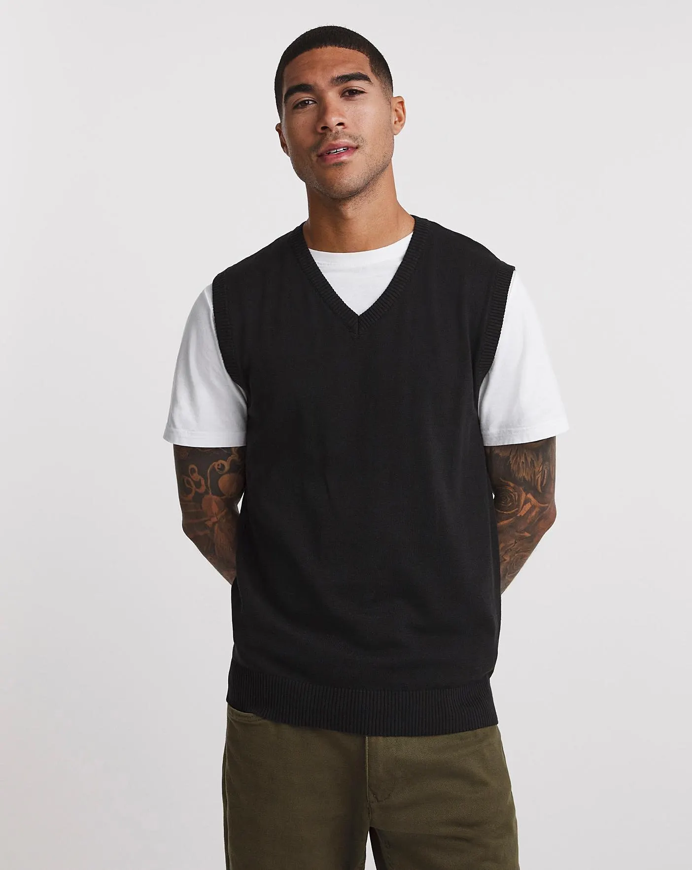 Black Cotton Knitted Sweater