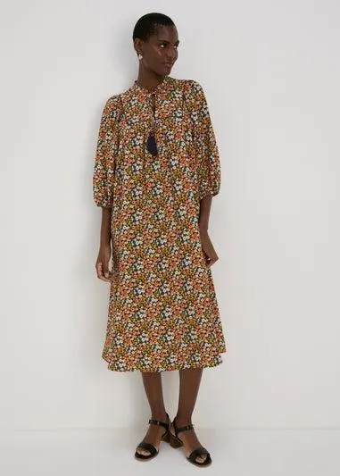 Multicolour Ditsy Airflow Midi Dress - Size 8