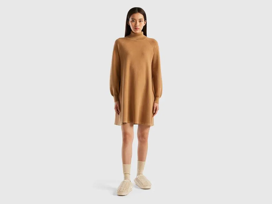 Knit dress with high neck