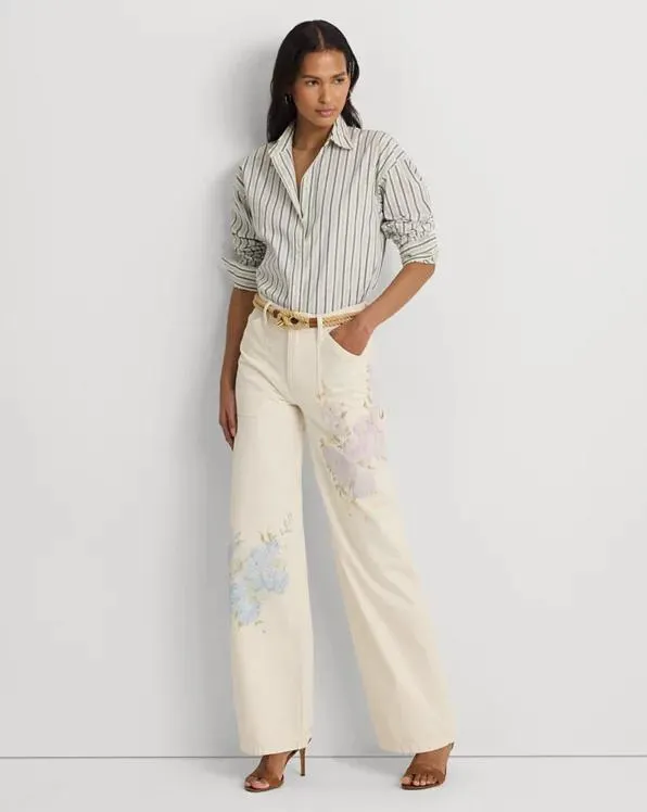 Floral High-Rise Wide-Leg Jean
