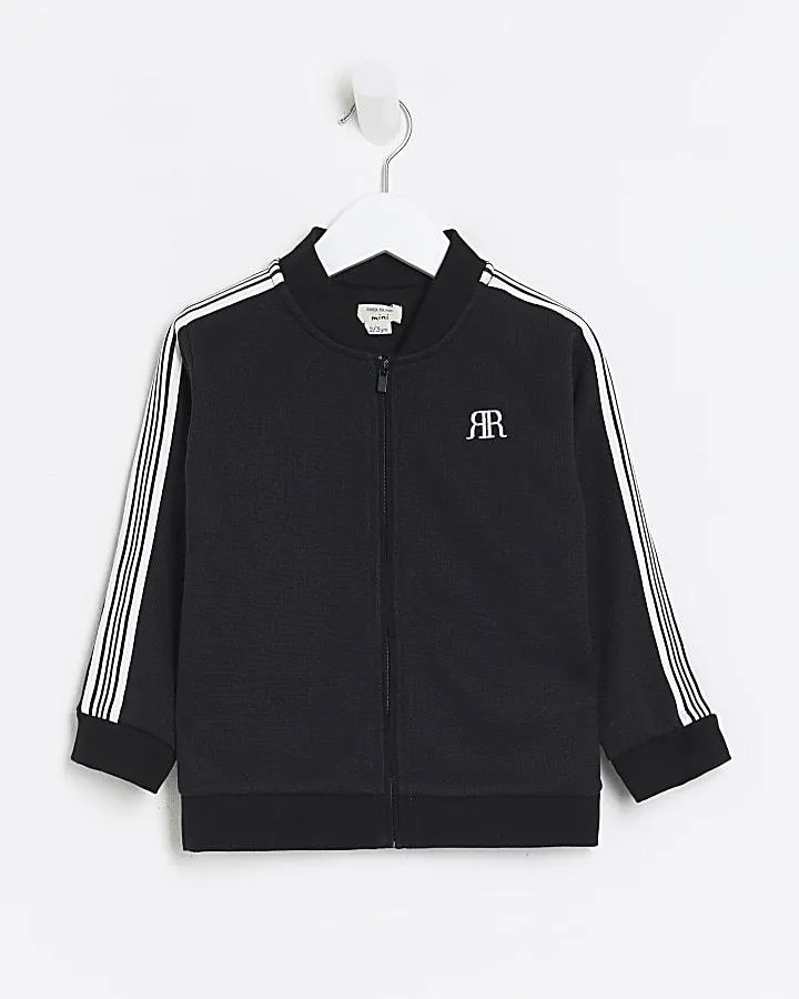 Mini boys black taped zip up track top