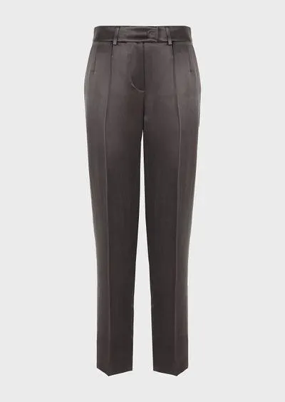 Straight-cut, washed silk trousers