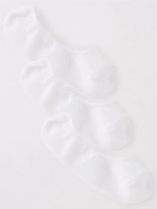 3 Pack Invisible Trainer Liner Socks With Heel Grips - White