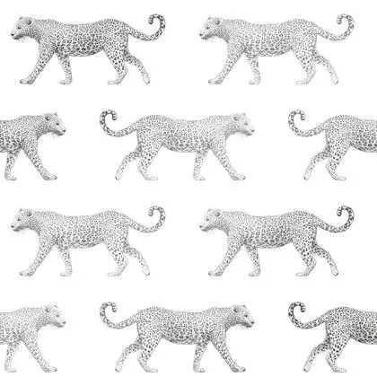 Leopard Motif Wallpaper in Black and White