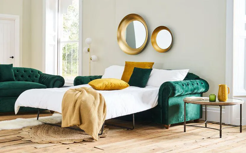 Clover Velvet 4 Seater Sofa Bed