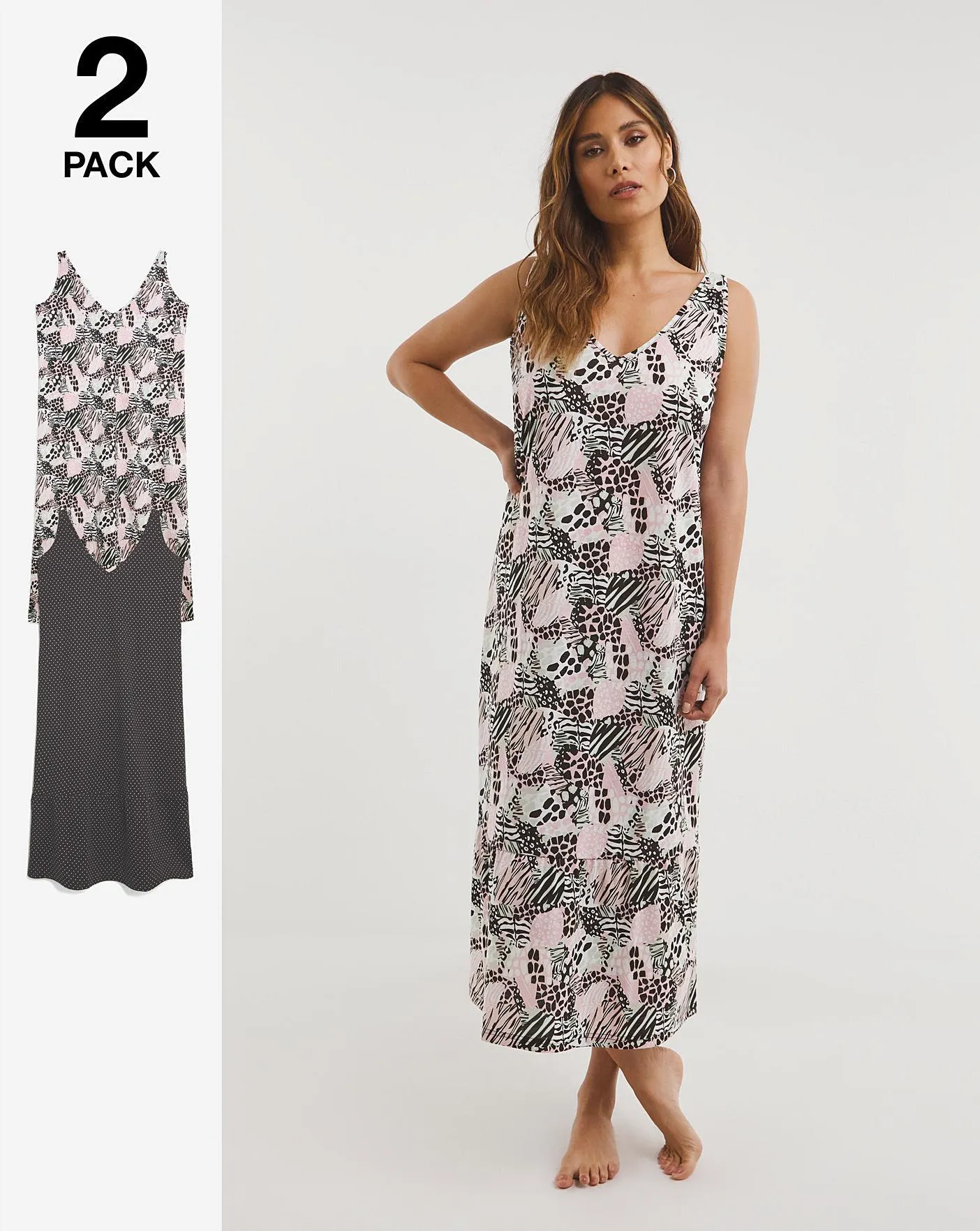 Pretty Secrets 2 Pack Maxi Nighties Length 50 Inches